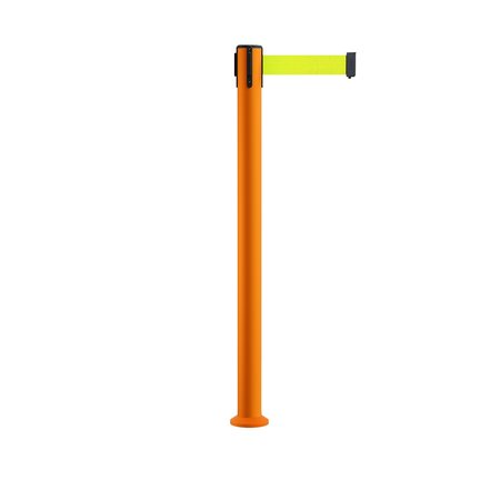MONTOUR LINE Stanchion Belt Barrier Fixed Base Orange Post 11ft.Fl. Yellow Belt MSX630F-OR-FYW-110